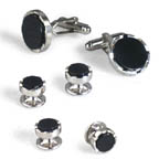 Deco Black Onyx Cufflinks and Studs