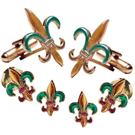 Fleur de Lis Colored Cuffllinks and Studs