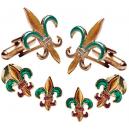 Fleur de Lis Colored Cufflink and Stud Set