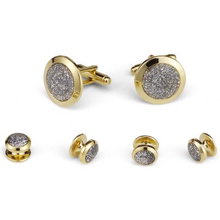 Glitter Stone Cufflink and Stud Set