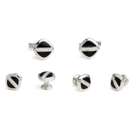 Gusto Sterling Silver Cufflink and Stud Set