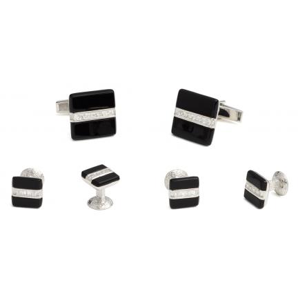 Hero Sterling Silver Cufflink and Stud Set