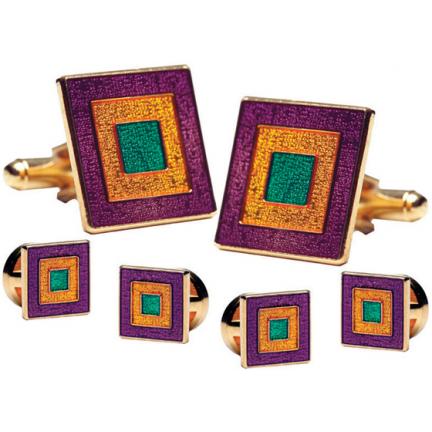 Mardi Gras Classic Cufflink and Stud Set