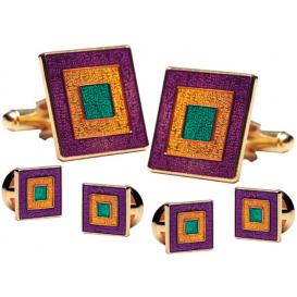 Mardi Gras Classic Cufflink and Stud Set