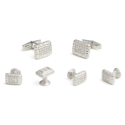 Zap Sterling Silver Cufflink and Stud Set