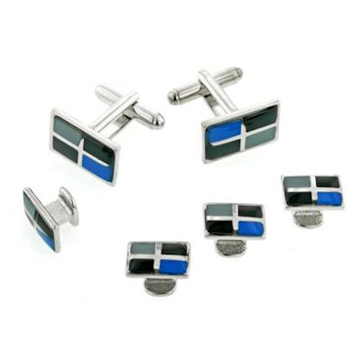 Four Section Enamel Cufflinks and Studs