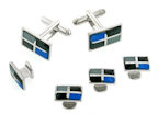 Four Section Enamel Cufflinks and Studs