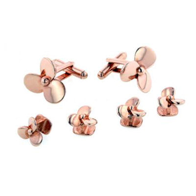 Rose Gold Propeller Cufflinks and Studs