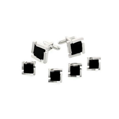 Shifted Frame Onyx Cufflinks and Studs