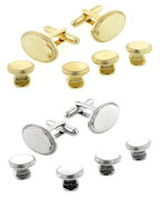 Silver or Gold Oval Beaded Edge Cufflinks and Studs