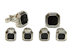 Antiqued Etched Octagon Black Onyx Studs and Cufflinks