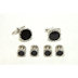 Fluted Diamond Cufflinks and Studs (Onyx Center)