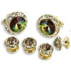 Mardi Gras Austrian Crystal Studs and Cufflinks