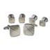 Two Tone Soft Square Diagonal Rhodium and Gold Plated Studs and Cufflinks Set