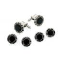 Antiqued Pattern Border Cufflinks and Studs