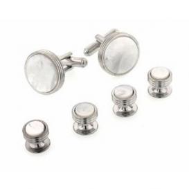 Concentric Edge Mother of Pearl Cuffllinks and Studs