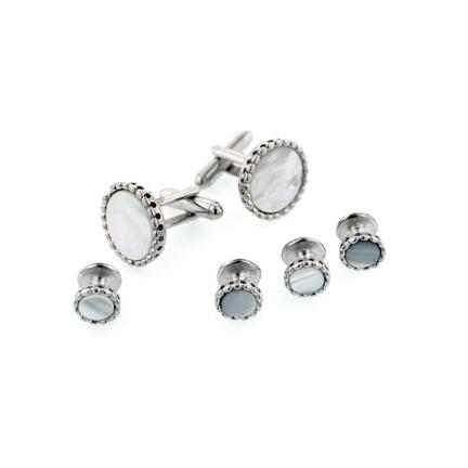 Fluted Edge Mother of Pearl Cuffllinks and Studs