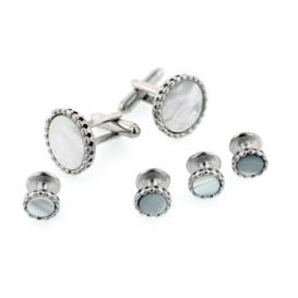 Fluted Edge Mother of Pearl Cuffllinks and Studs