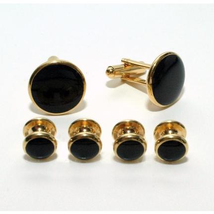 Gold and Black Budget Cuffllinks and Studs