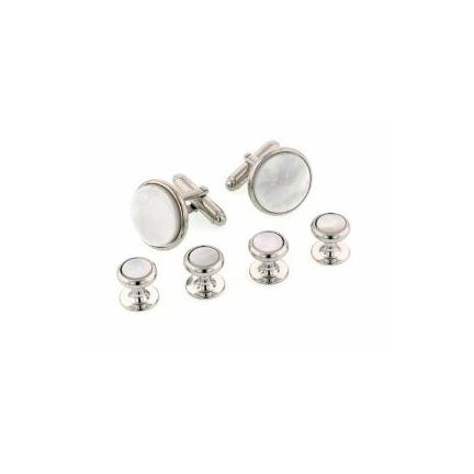 Radius Edge Mother of Pearl Cuffllinks and Studs