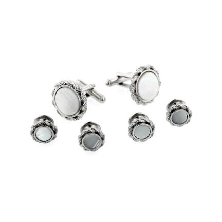 Rope Edge Mother of Pearl Cuffllinks and Studs