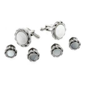 Rope Edge Mother of Pearl Cuffllinks and Studs