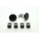 Silver and Black Budget Cufflink and Stud Set