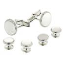 Silver Beaded Edge Cufflinks and Studs