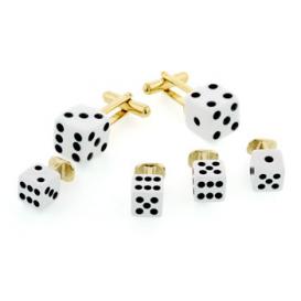 White Dice Cuffllinks and Studs