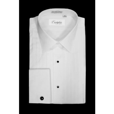 Cristoforo Laydown Collar Pleated Front Tuxedo Shirt