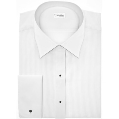 Dominic in White Laydown Collar Tuxedo Shirt