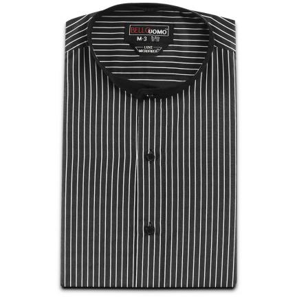 Bello Uomo Black Stripe Mandarin Collar Tuxedo Shirt
