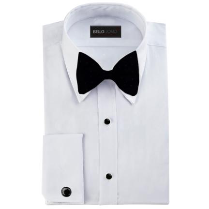 Bello Uomo Flat Front Lay Down Collar Tuxedo Shirt