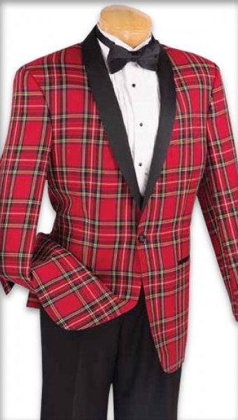 David's Formal Wear - Plaid Shawl Oxford Tuxedo Jacket & Pants Set
