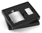 Brushed Flask and Zippo Lighter Gift Set